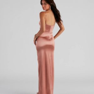 Jolina Wrap Skirt Satin Dress - Image 18
