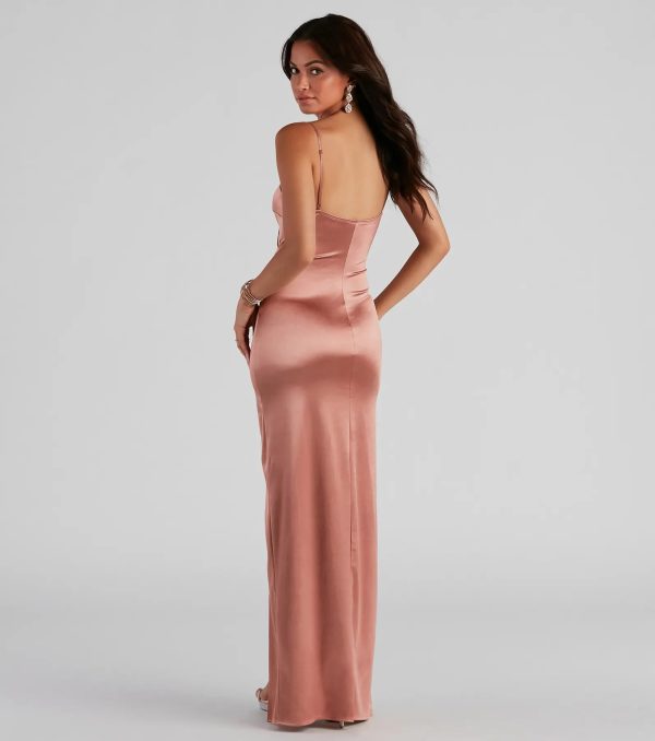 Jolina Wrap Skirt Satin Dress