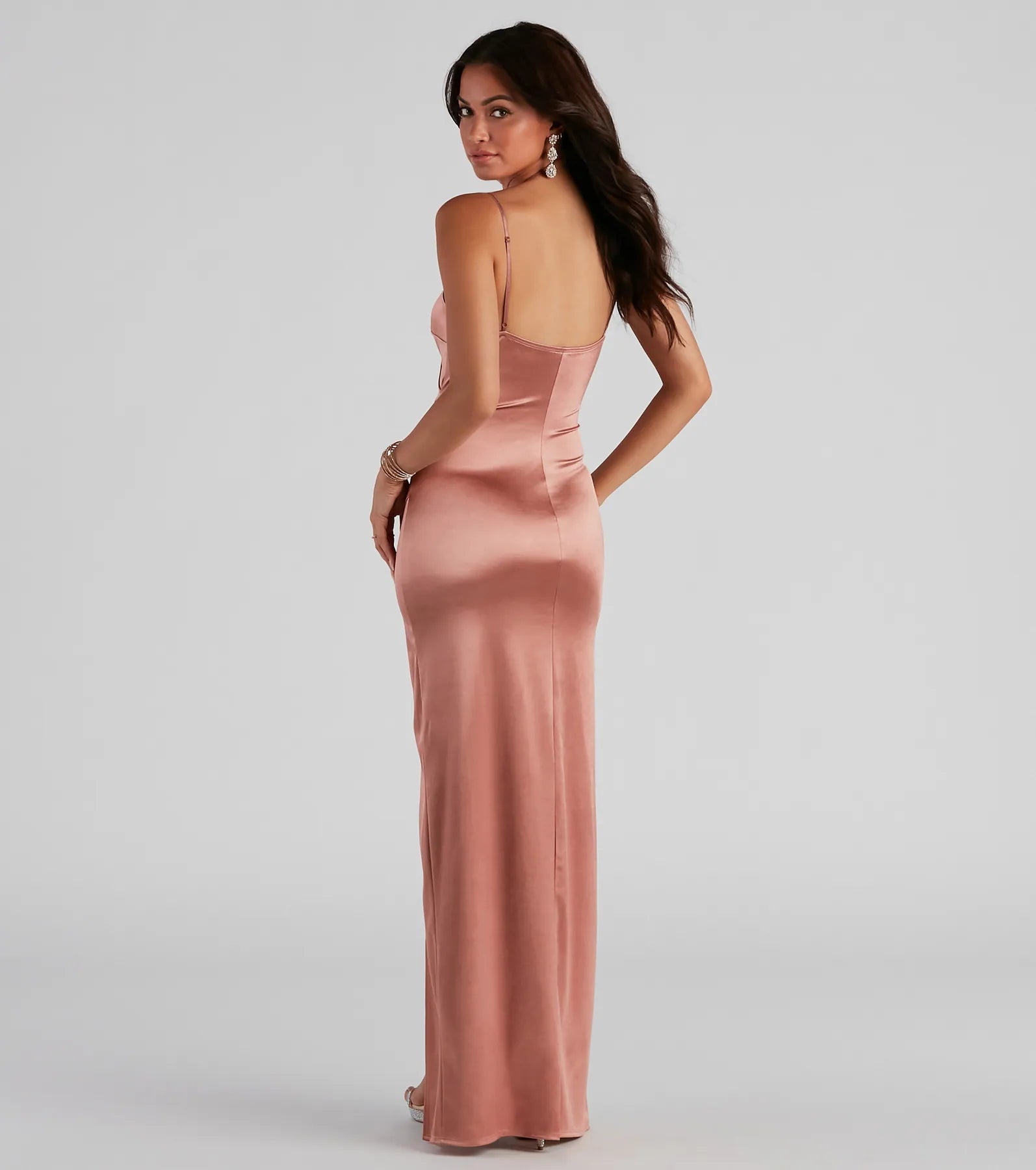 Jolina Wrap Skirt Satin Dress - Image 18