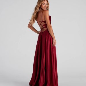 Winslow Formal Satin Lace-Up Dress - Image 9