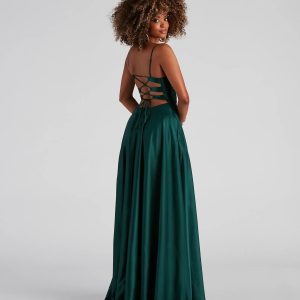 Winslow Formal Satin Lace-Up Dress - Image 11