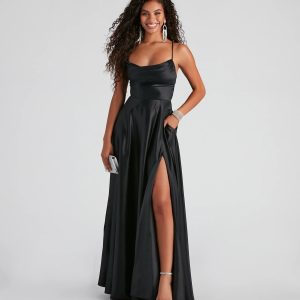 Winslow Formal Satin Lace-Up Dress - Image 14