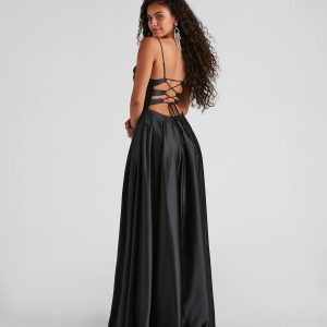 Winslow Formal Satin Lace-Up Dress - Image 15