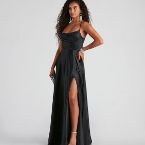 Winslow Formal Satin Lace-Up Dress - Image 16