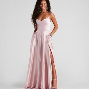 Winslow Formal Satin Lace-Up Dress - Image 18