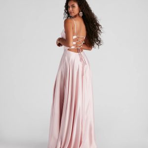 Winslow Formal Satin Lace-Up Dress - Image 19