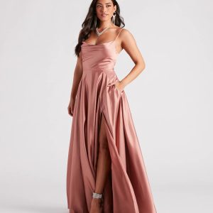 Winslow Formal Satin Lace-Up Dress - Image 24