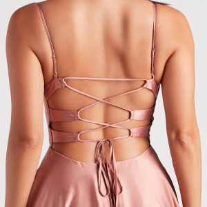Winslow Formal Satin Lace-Up Dress - Image 25