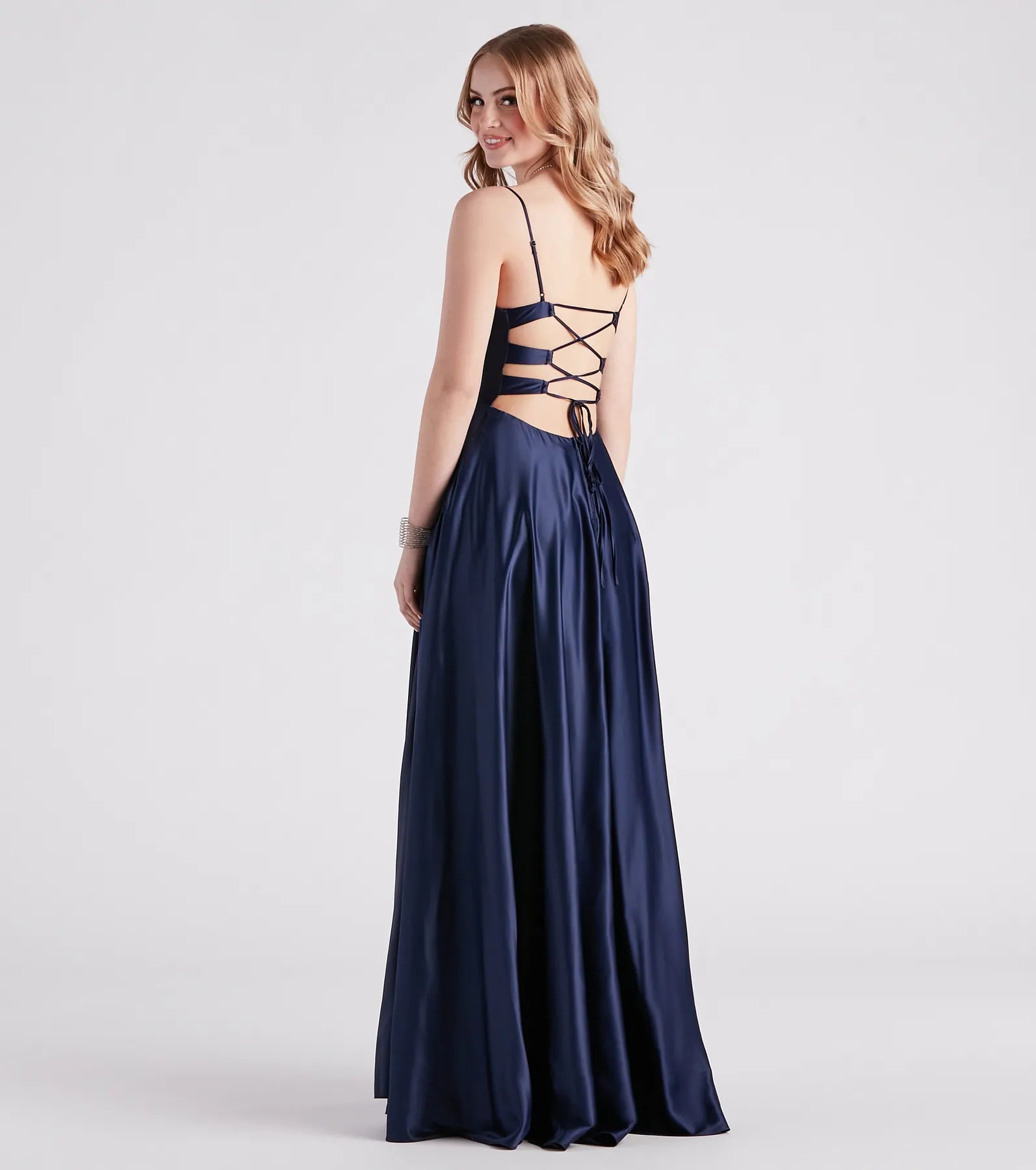 Winslow Formal Satin Lace-Up Dress - Image 27