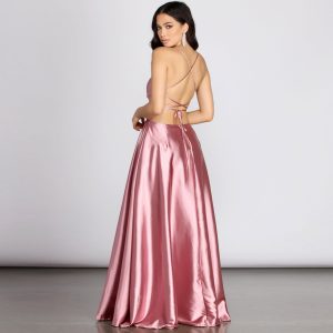 Anne Formal Lattice Satin Dress - Image 2