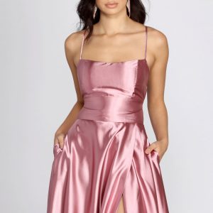 Anne Formal Lattice Satin Dress - Image 3
