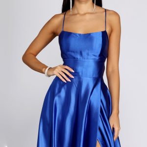 Anne Formal Lattice Satin Dress - Image 8