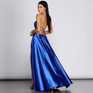 Anne Formal Lattice Satin Dress - Image 7