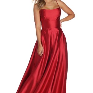 Anne Formal Lattice Satin Dress - Image 17