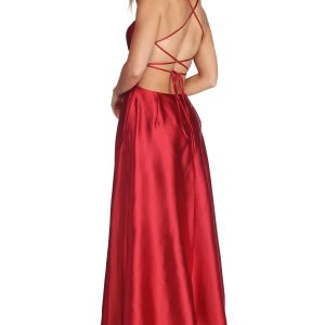 Anne Formal Lattice Satin Dress - Image 18
