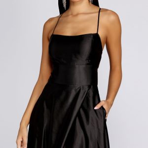 Anne Formal Lattice Satin Dress - Image 13