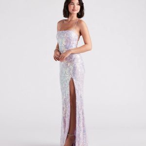 Edlyn Sequin Laceup Mermaid Formal Dress - Image 1