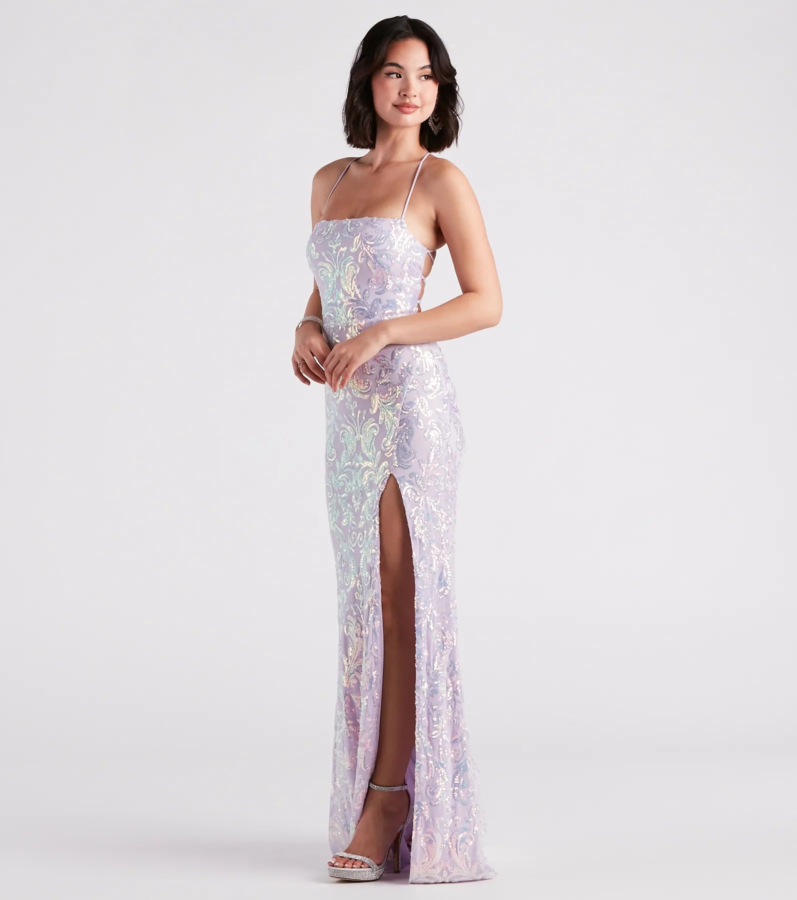Edlyn Sequin Laceup Mermaid Formal Dress - Image 1