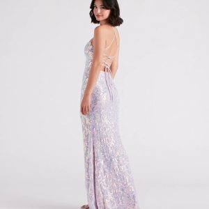 Edlyn Sequin Laceup Mermaid Formal Dress - Image 2