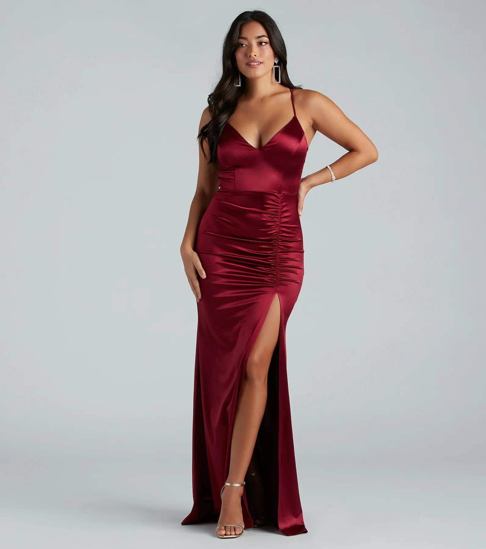 Abigail Ruched Satin Mermaid Dress - Image 19