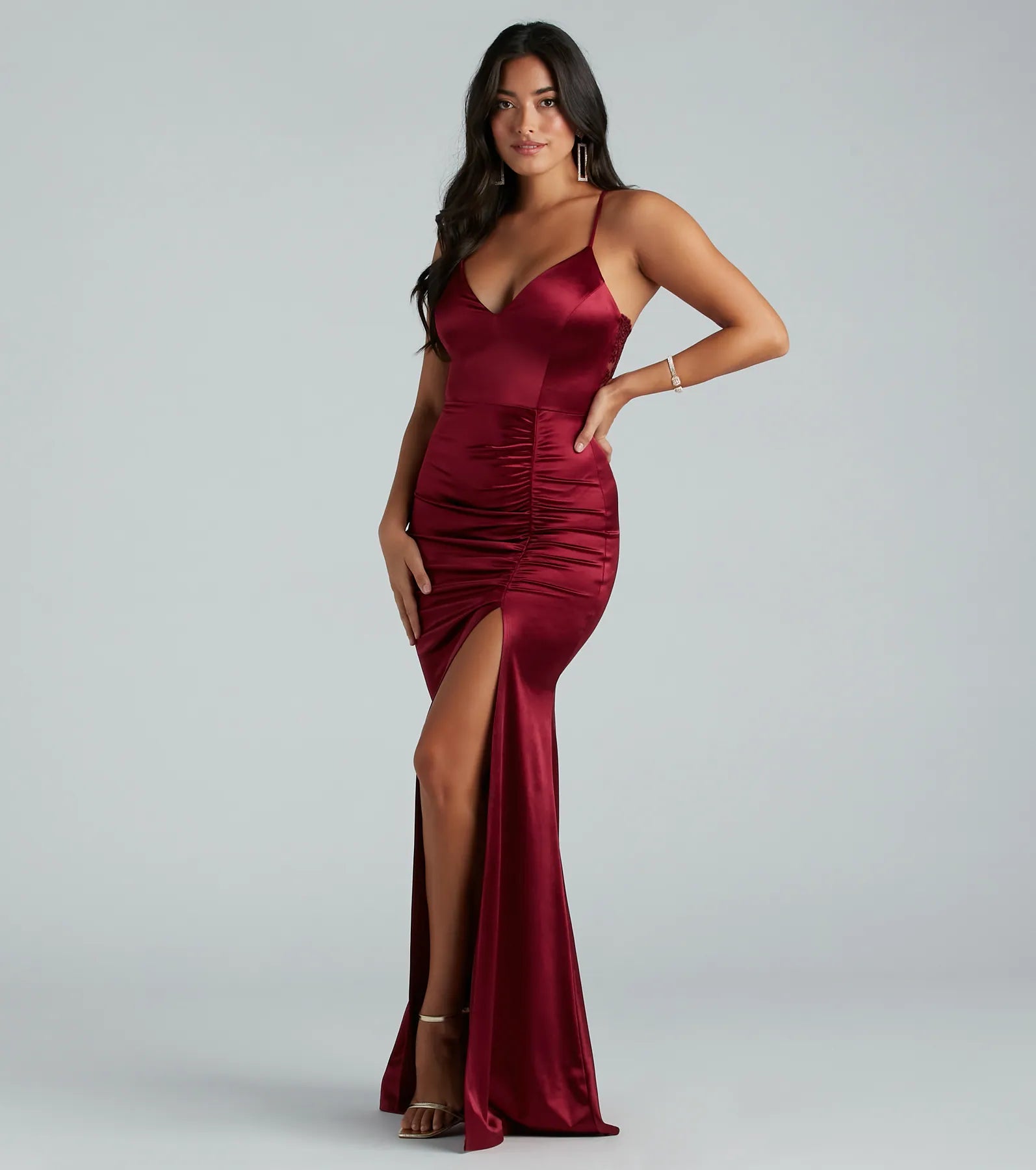 Abigail Ruched Satin Mermaid Dress - Image 21