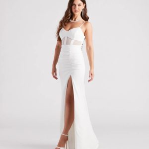 Alexia Formal High Slit Illusion Dress - Image 7