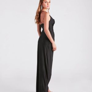 Arabella High Slit Cowl Neck Dress - Image 19