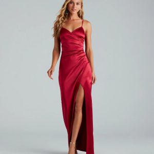 Jolina Wrap Skirt Satin Dress - Image 25