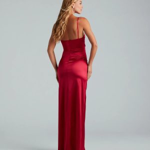 Jolina Wrap Skirt Satin Dress - Image 26