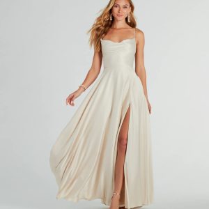 Winslow Formal Satin Lace-Up Dress - Image 1