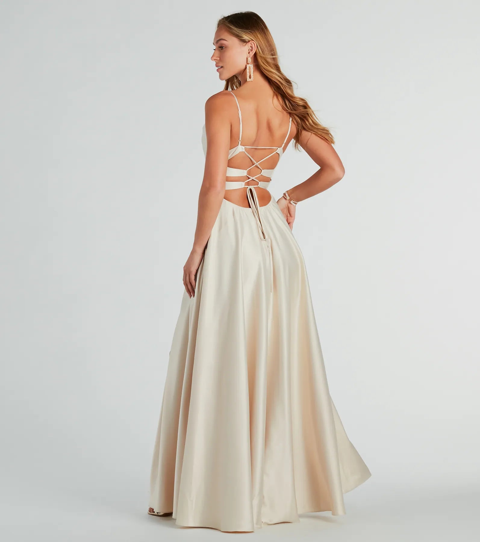 Winslow Formal Satin Lace-Up Dress - Image 2