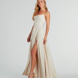 Winslow Formal Satin Lace-Up Dress - Image 3