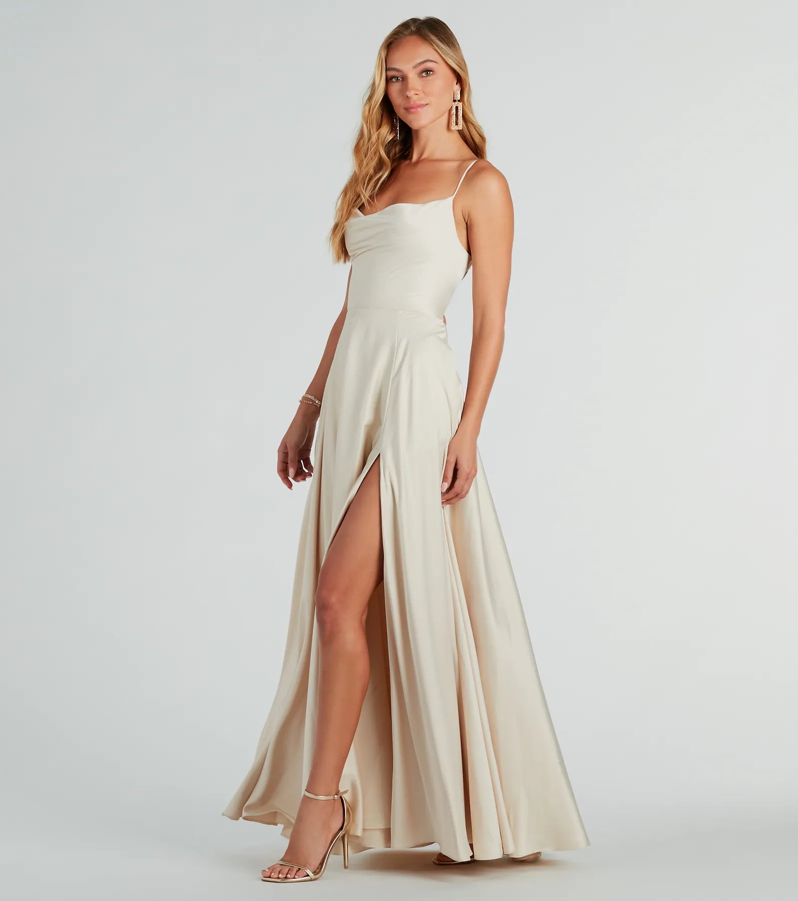 Winslow Formal Satin Lace-Up Dress - Image 3