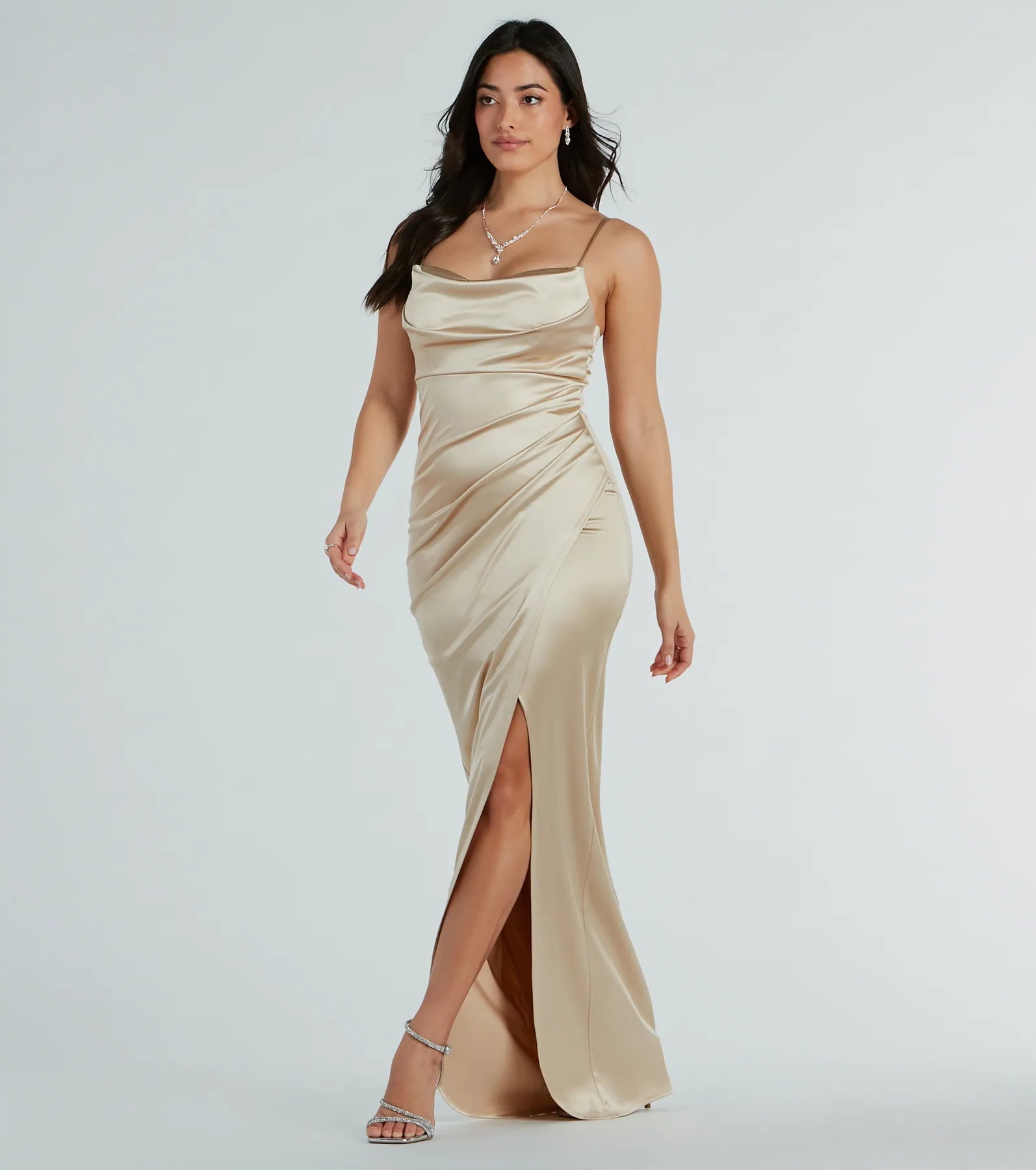 Annabelle Knit Satin Formal Dress - Image 16