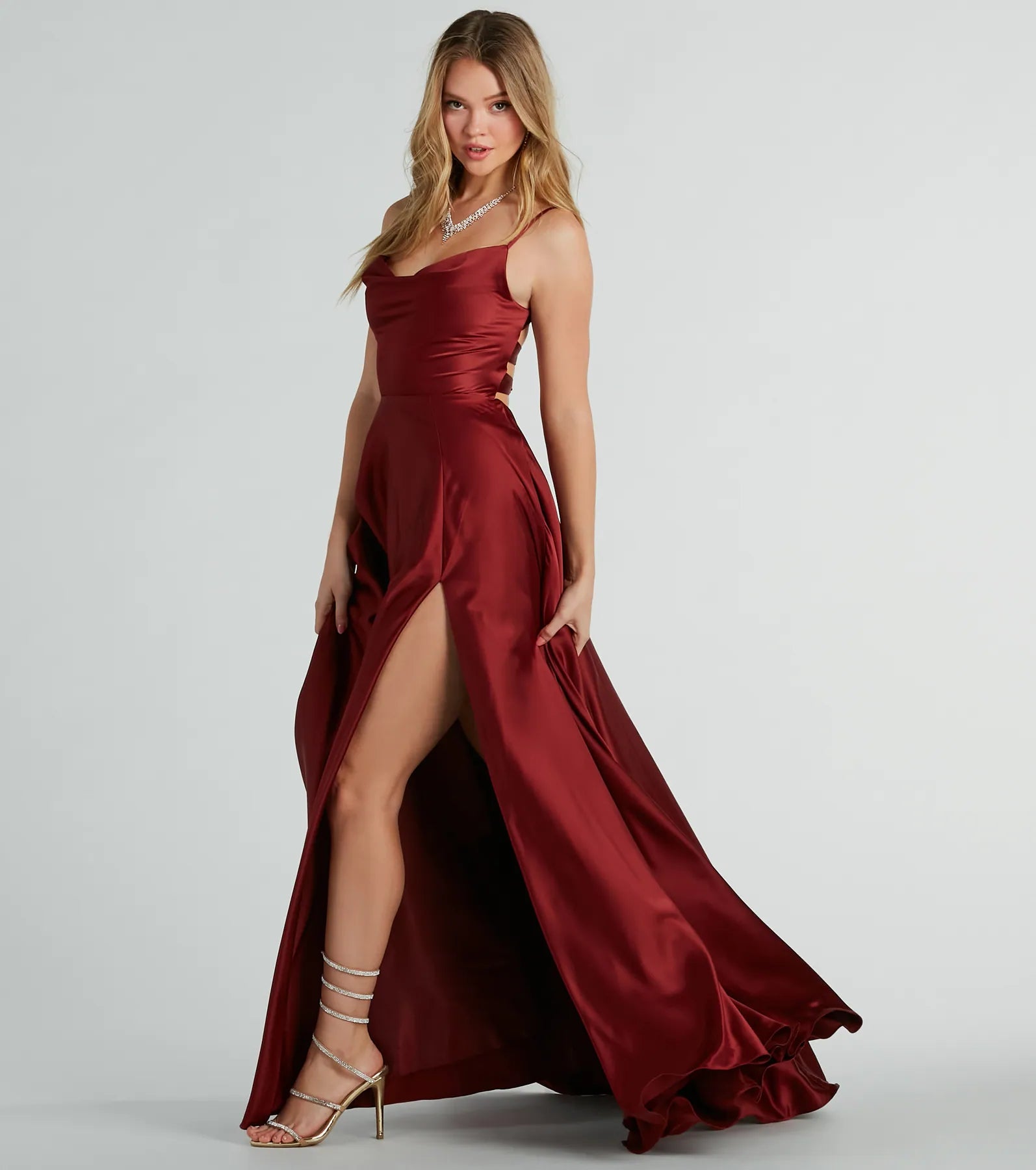 Winslow Formal Satin Lace-Up Dress - Image 32