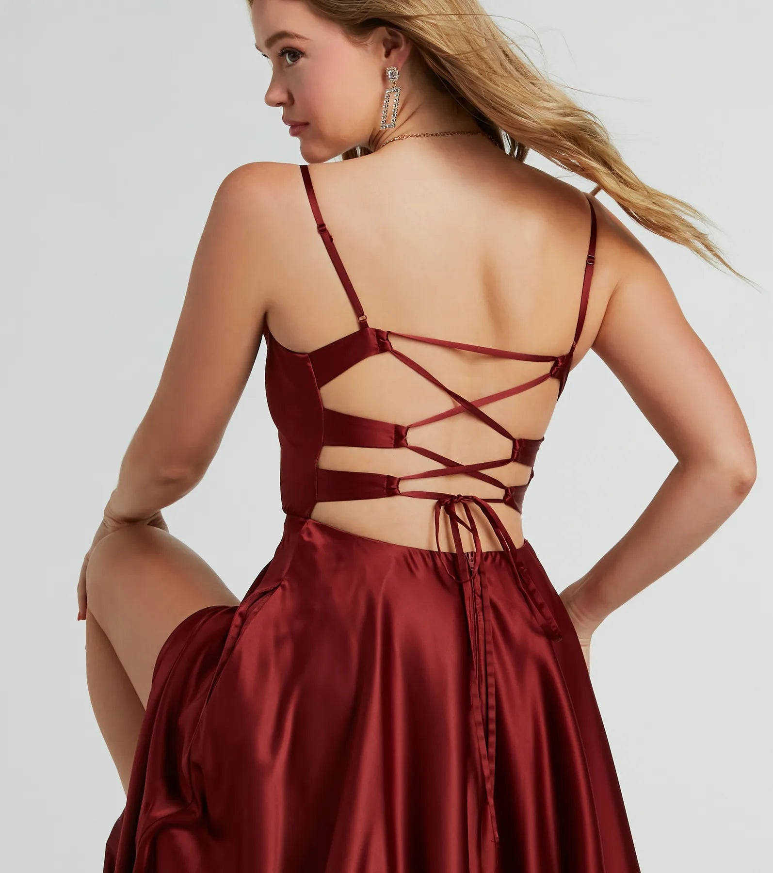 Winslow Formal Satin Lace-Up Dress - Image 33