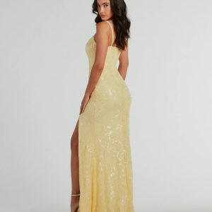 Kimber High Slit Floral Sequin Mermaid Dress - Image 2