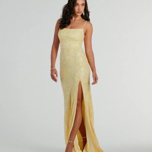 Kimber High Slit Floral Sequin Mermaid Dress - Image 4