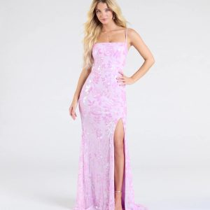 Kimber High Slit Floral Sequin Mermaid Dress - Image 8