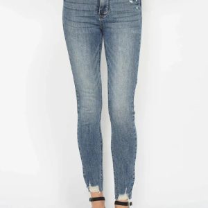 Judy Blue Full Size Tummy Control Vintage Wash Hem Destroy Skinny Jeans - Image 1