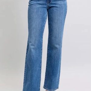 Judy Blue Full Size High Waist V-Front Vintage Wash Straight Jeans Plus Size - Image 1