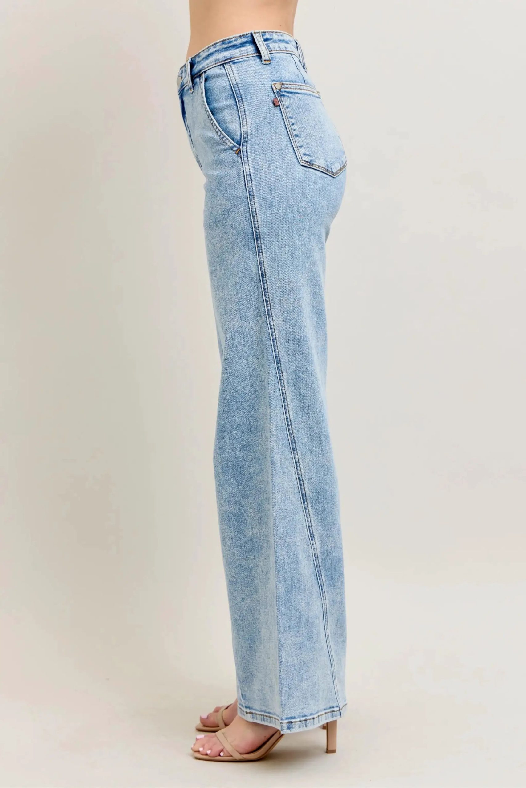 Judy Blue Full Size High Waist Wide Leg Jeans with Skewed Inseam Plus Size - Image 3