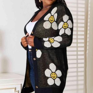 Double Take Floral Button Down Longline Cardigan - Image 8