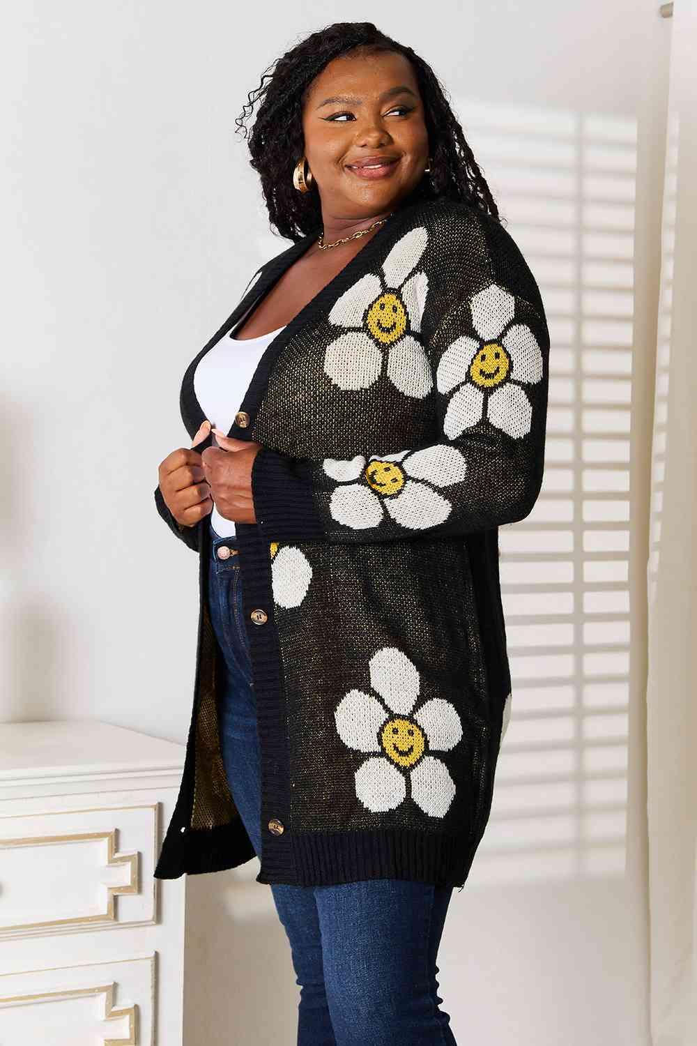 Double Take Floral Button Down Longline Cardigan - Image 8