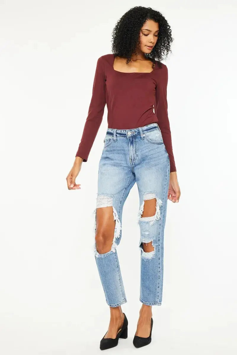 Kancan High Rise Distressed Boyfriend Jeans - Image 4