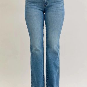 Judy Blue Full Size Mid Rise Slim Bootcut Tummy Control Release Hem Jeans Plus Size - Image 2
