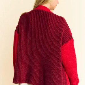 Davi & Dani Cable-Knit Color Block Open Front Cardigan - Image 2