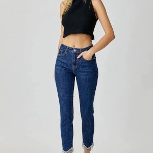 RISEN Full Size Embellished Mid Rise Crop Skinny Jeans - Image 7