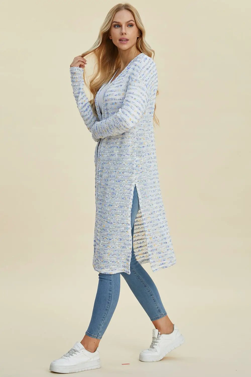 Double Take Full Size Open Front Longline Cardigan - Image 7