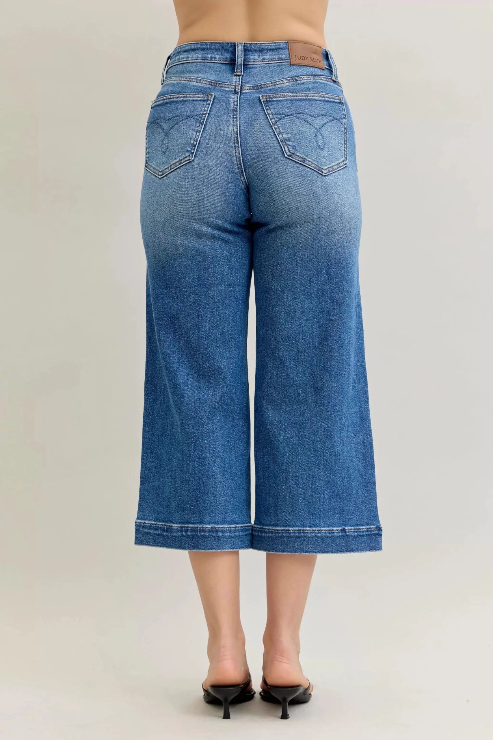 Judy Blue Mid Rise Crop Wide Leg Jeans - Image 3